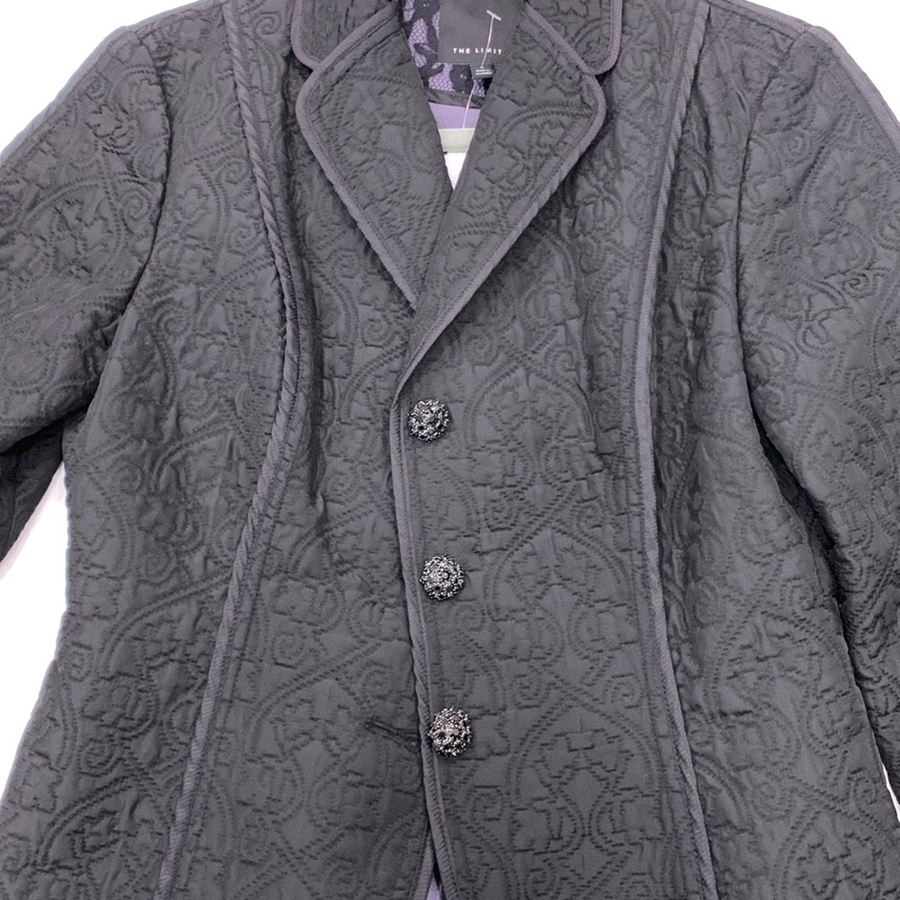 Black paisley blazer with black studded buttons